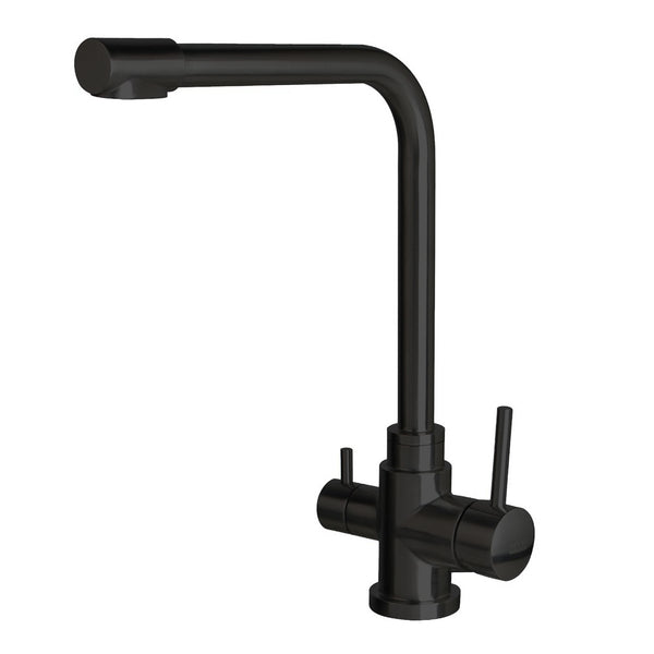 Tall Square Neck - 3 Way Kitchen Mixer Tap - Black n white background