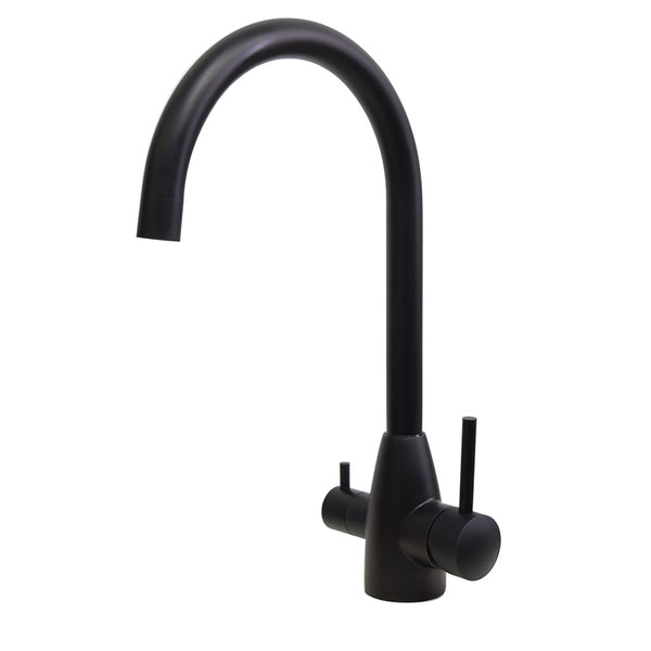 Gooseneck - 3 Way Kitchen Mixer Tap - Black-2