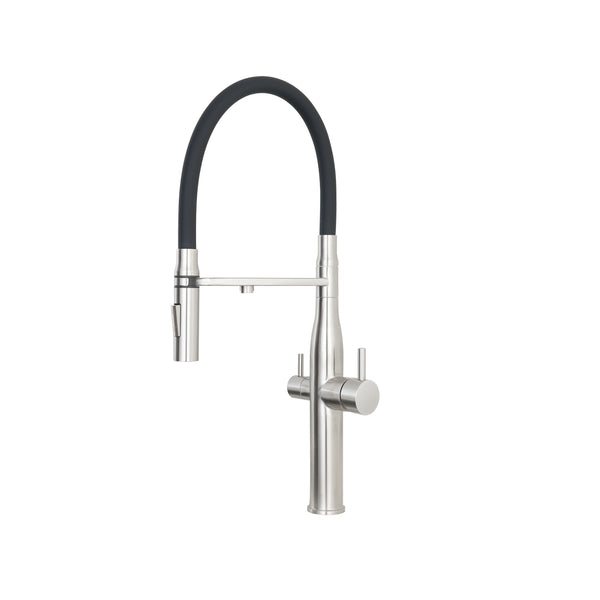 Pull Out - 3 Way Kitchen Mixer Tap - Stainless Steel Brushed