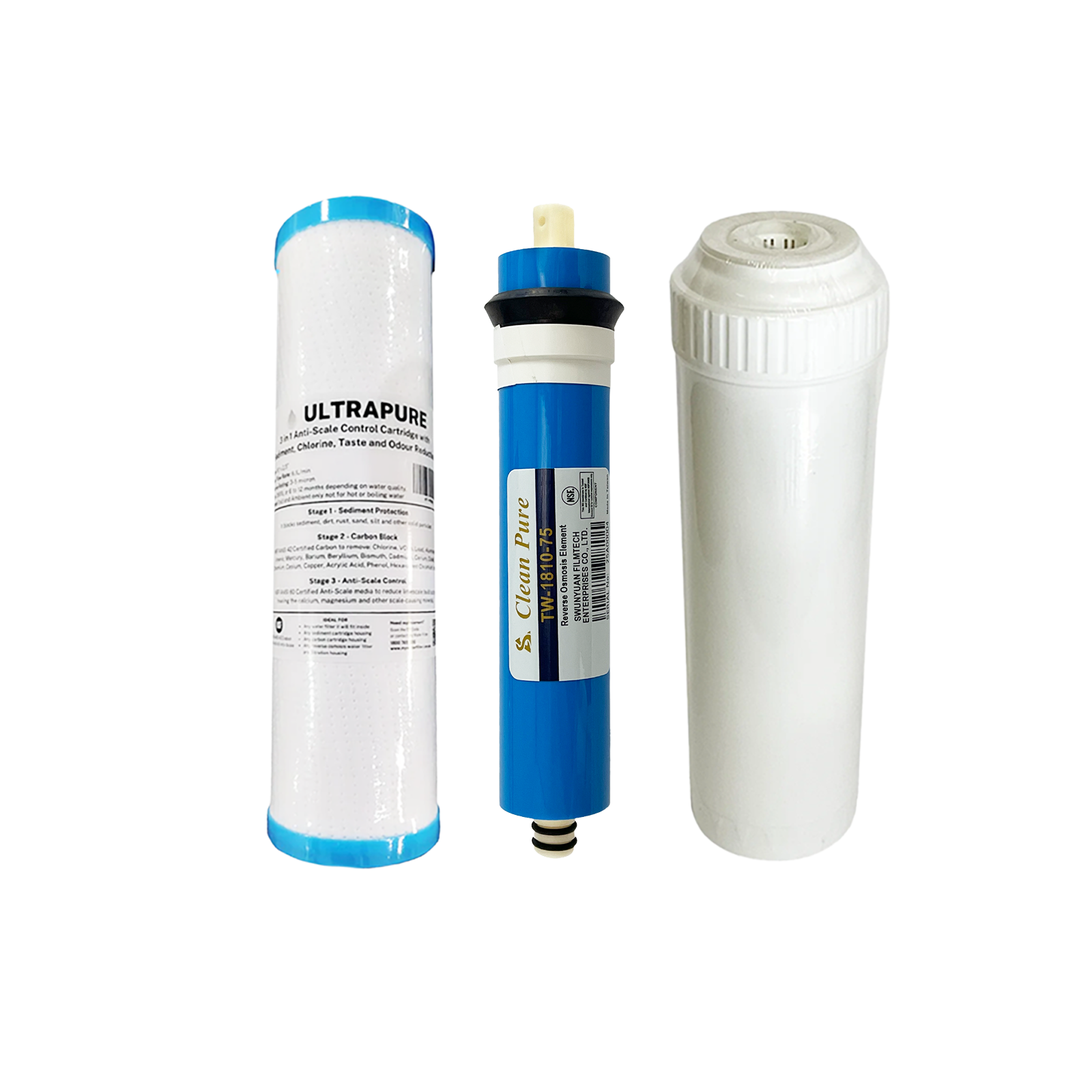 ULTRAPURE Toxic Contaminant Remover Twin Undersink Reverse Osmosis Water Filter Replacement Cartridge Pack in white background