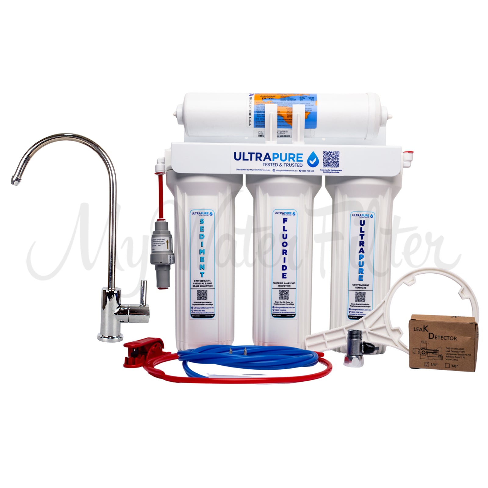 ULTRAPURE 10" Triple Under Sink Alkaline Water Filter System with Fluoride Reduction & Sediment Protection with watermark