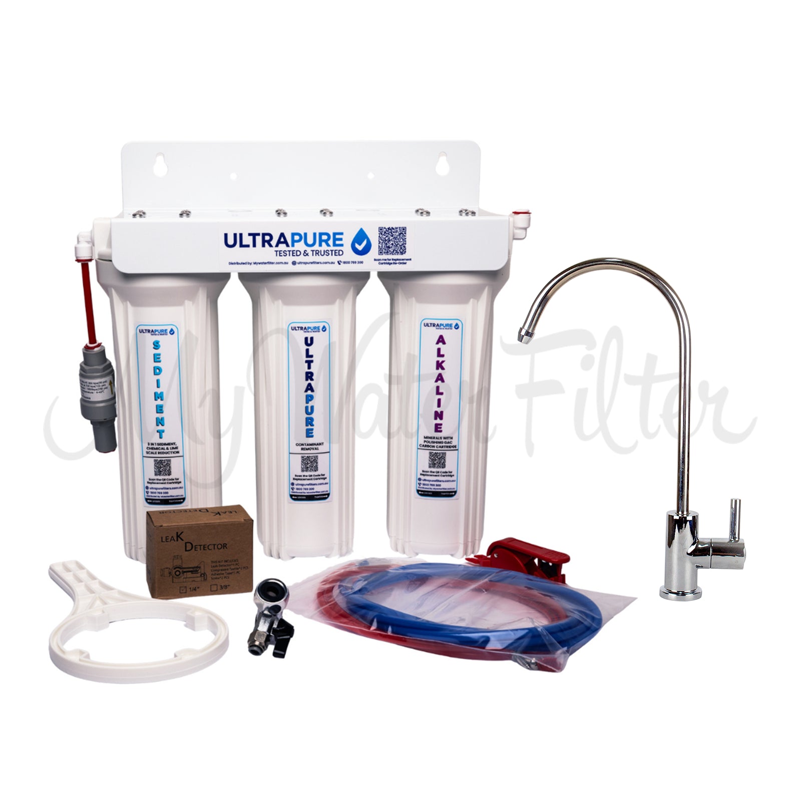 ULTRAPURE 10" Triple Under Sink Water Filter System with Alkaline & Sediment Protection with watermark