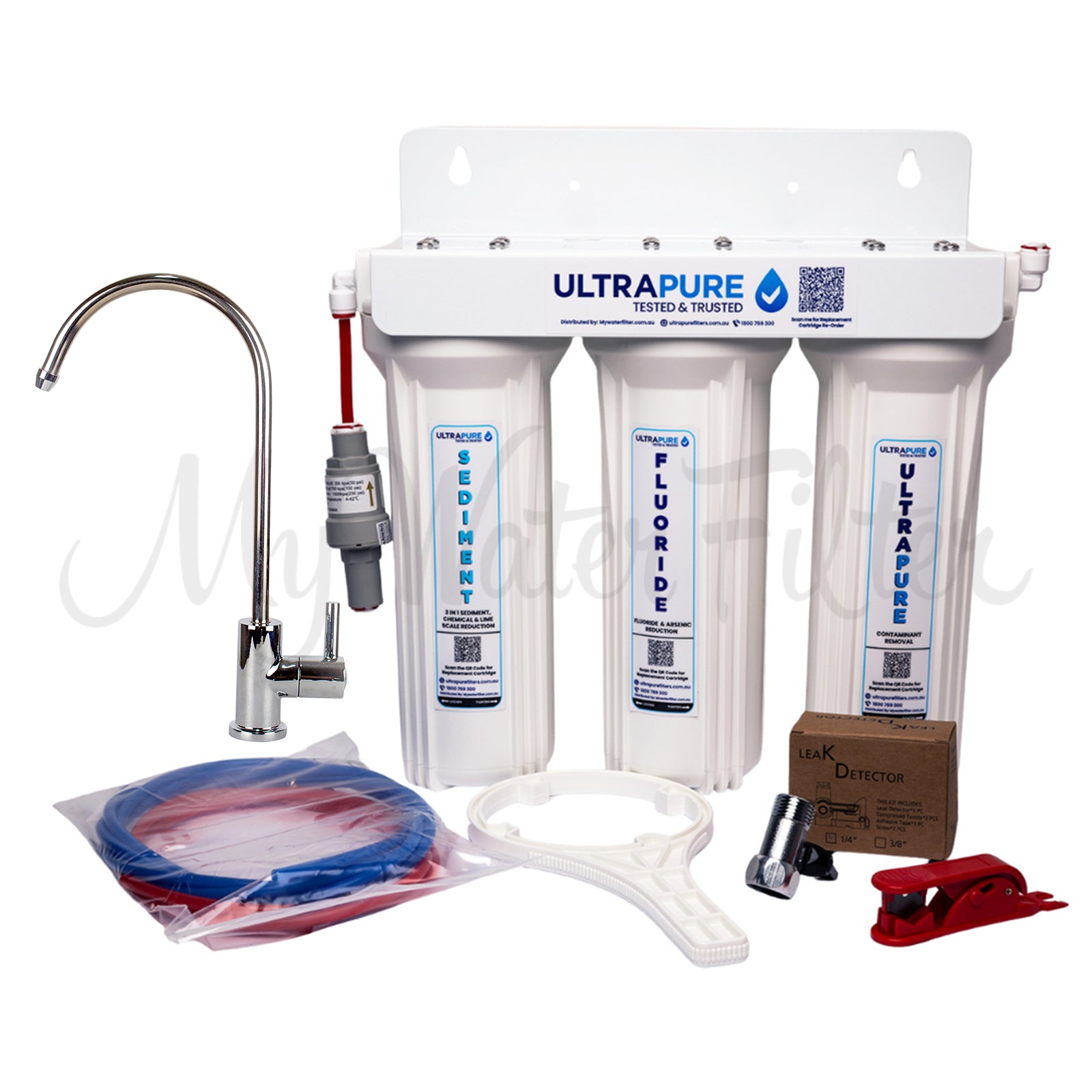 ULTRAPURE 10" Triple Under Sink Water Filter System with Fluoride Reduction & Sediment Protection with watermark
