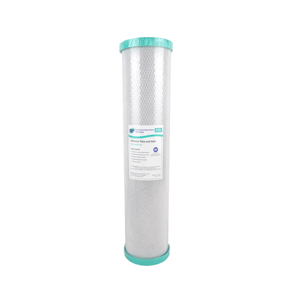 A white cartridge with teal caps, designed for the 20