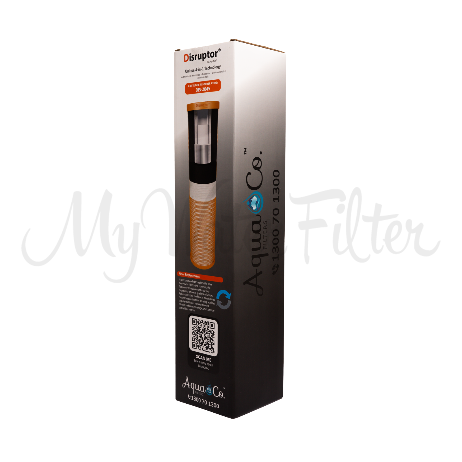 Disruptor® 20" x 4.5" International Industry Standard Water Filtration Cartridge standard box with watermark