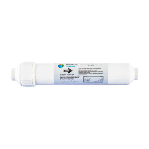 A HPF Inline Coconut Carbon Post Filter Water Filter Replacement Cartridge, measuring 12