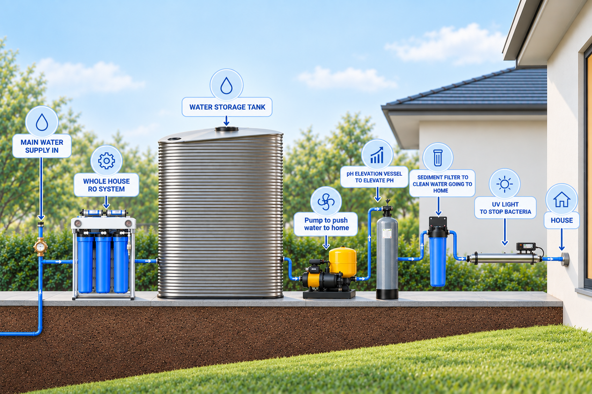 How a whole-house reverse osmosis installation is put together