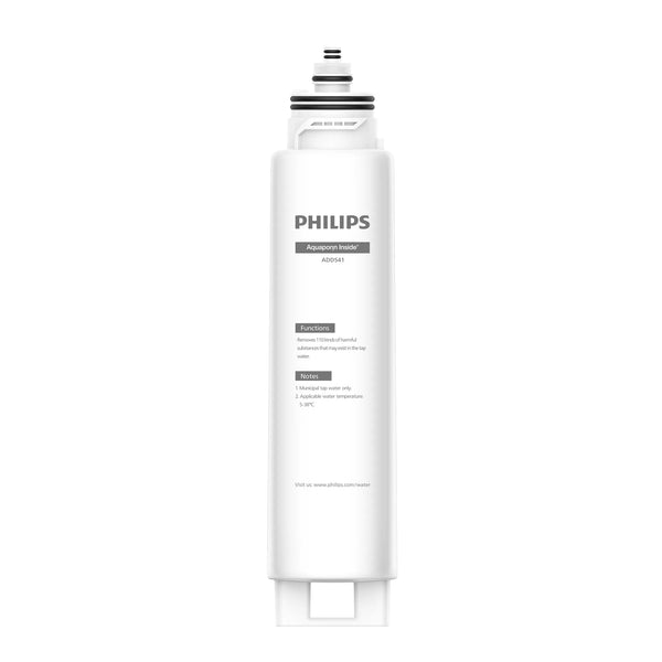 White Philips ADD541 Aquaporin Inside reverse osmosis filter cartridge.