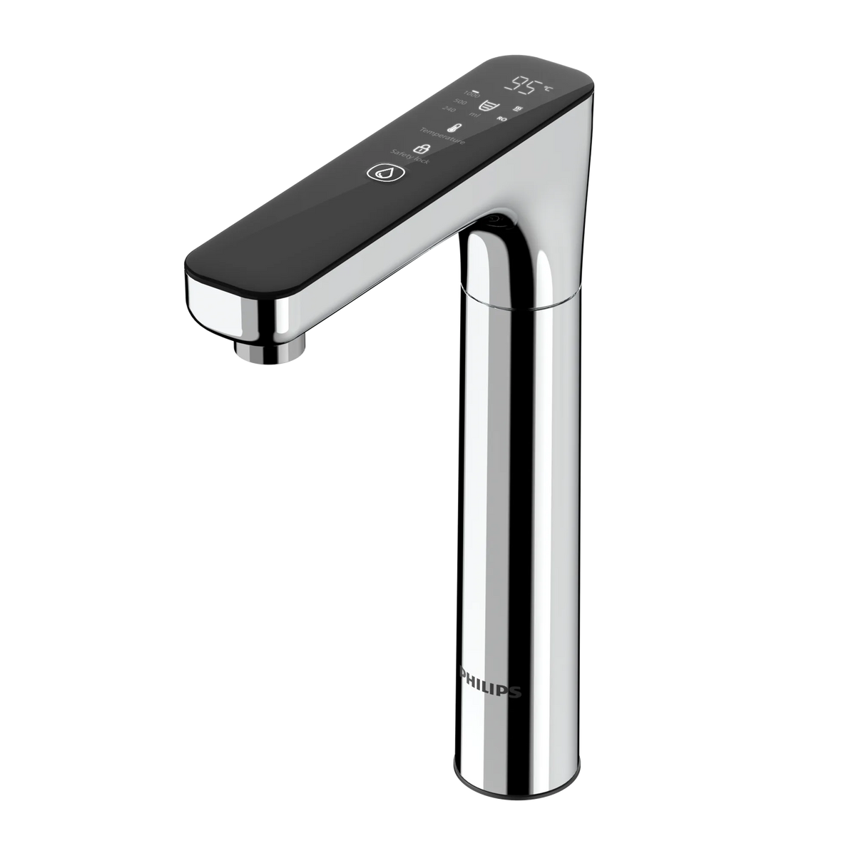 Philips AUT6104 chrome 7-temperature RO water dispenser tap shown at an angle.