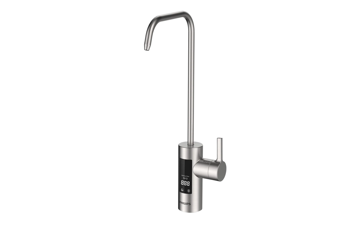 Front view of the tap for the Philips AUT8990 fast flow reverse osmosis system.