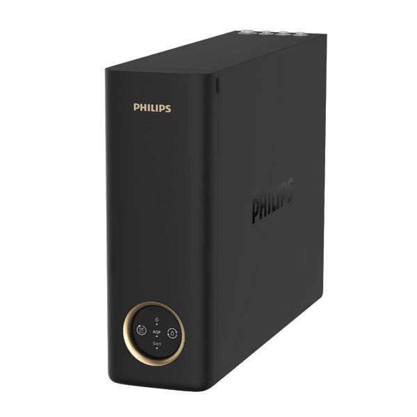 Front angled view of the Philips AUT8990 fast flow reverse osmosis water purifier unit.