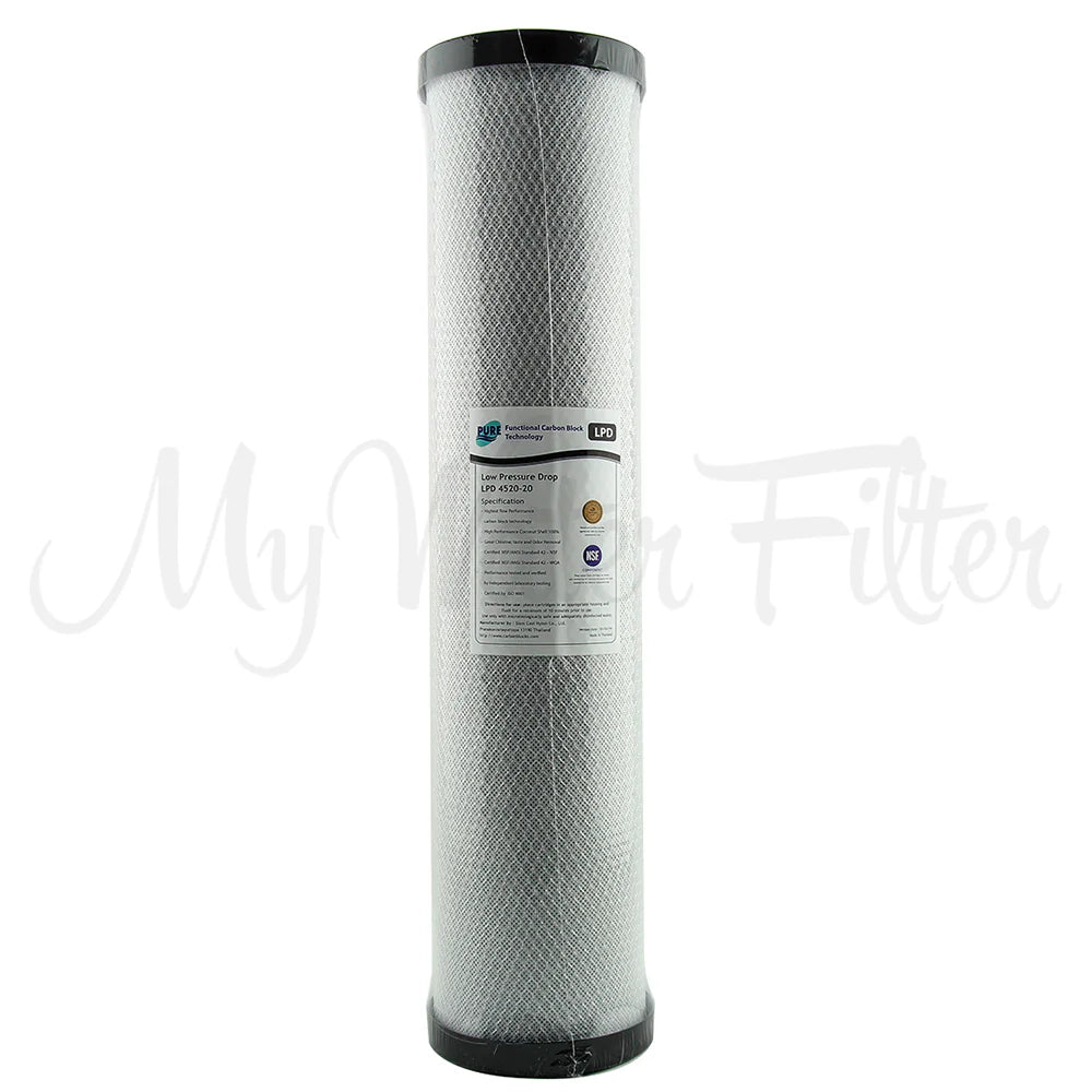 Pure LPD 20 Micron Low Pressure Carbon Block Whole House Water Filter Replacement Cartridge 20" x 4.5