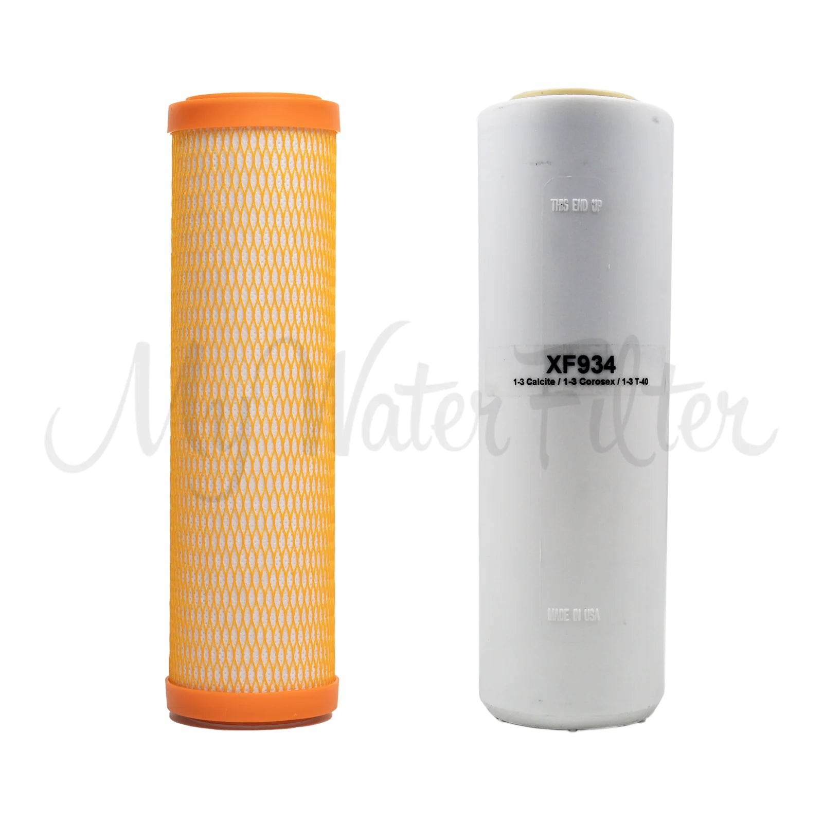 Replacement Cartridge Pack for ULTRAPURE 10" Twin Benchtop/Under Sink Water Filter System with Low Alkaline in white background with watermark