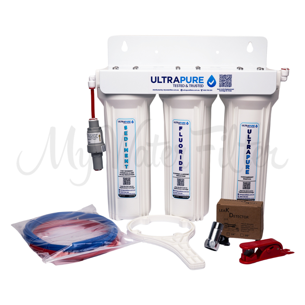 ULTRAPURE 10" Triple Under Sink Water Filter System with Fluoride Reduction & Sediment Protection with watermark