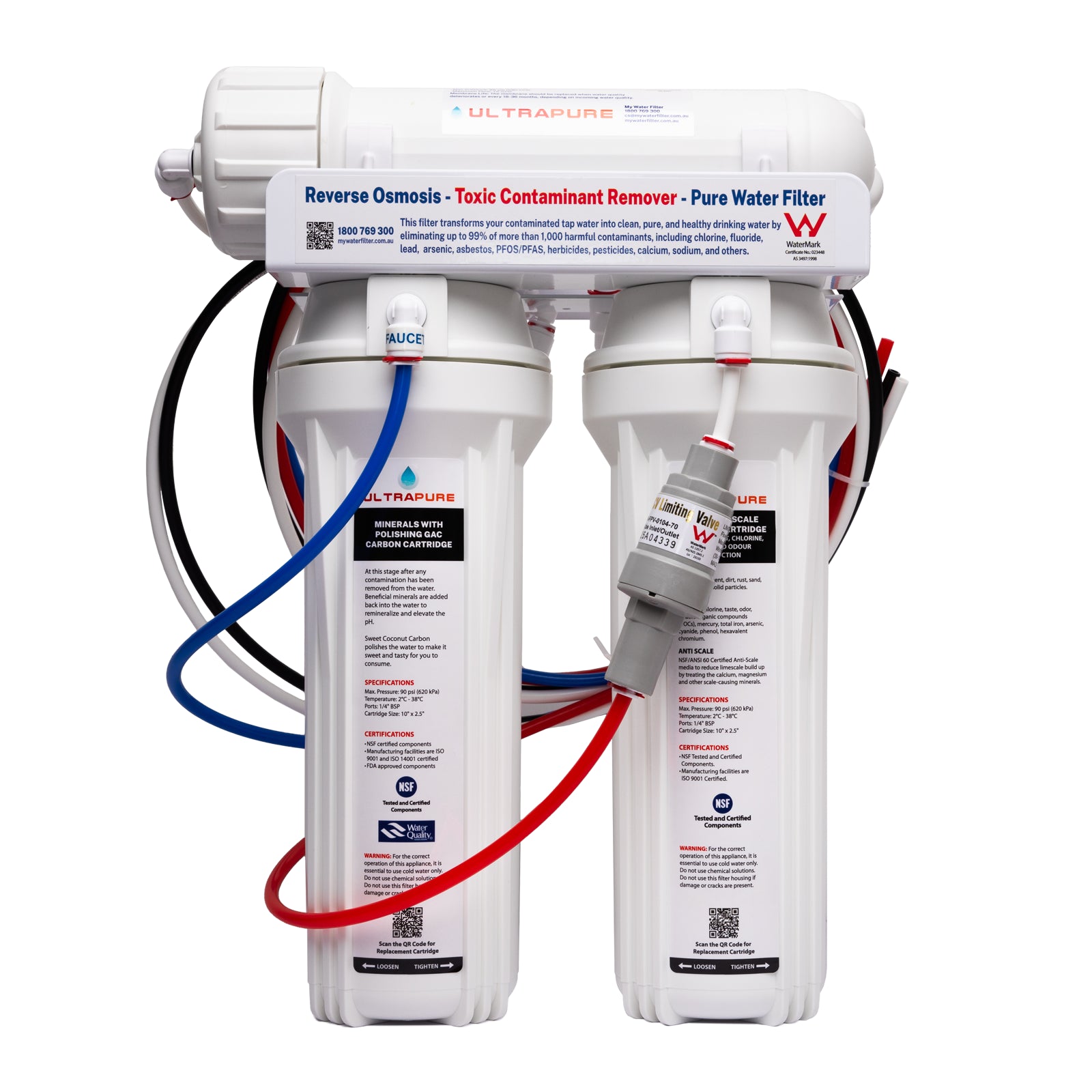 ULTRAPURE Toxic Contaminant Removal Reverse Osmosis Water Filtration System - Twin Housing System - Whole House Pre Filtration Required in white background