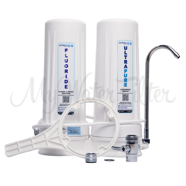 ULTRAPURE 10" Twin Benchtop Water Filter System with Fluoride Reduction with watermark
