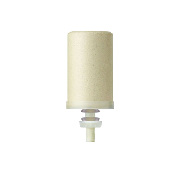 A beige cylindrical filter with a threaded base is shown against a white background. It is the Stefani Green Low Pressure Candle 2 Stage by Stefani.