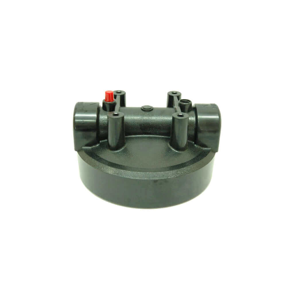 A Big Blue Black Cap filter head made of plastic with a 1