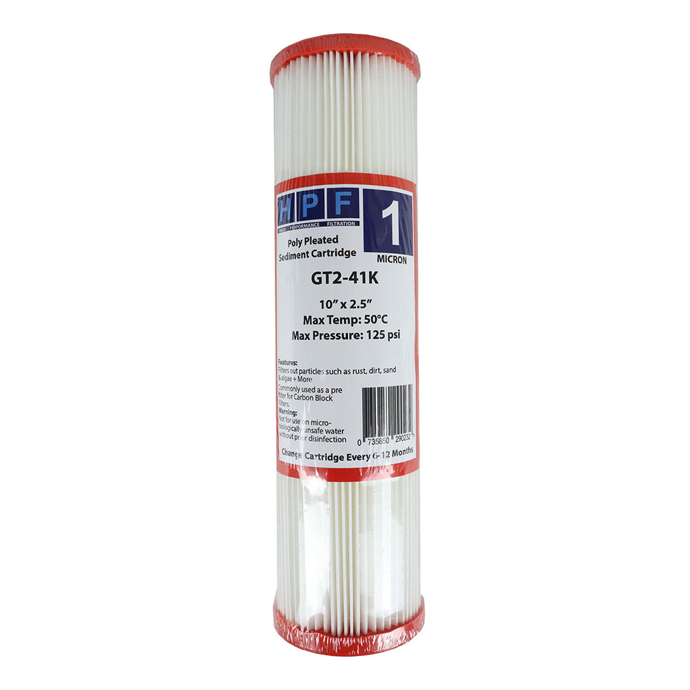 HPF Pleated Sediment Water Filter Replacement Cartridge 10" x 2.5"