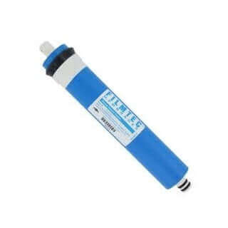 Filmtec water filter cartridge, featuring a blue cylindrical design with labels and connectors on both ends, from the brand Filmtec 100GPD Reverse Osmosis Membrane