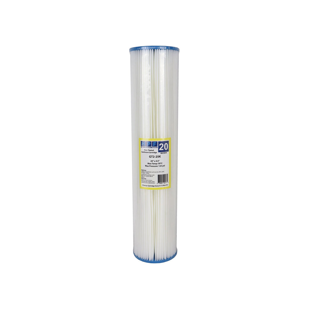 HPF 20 Micron Pleated Sediment Whole House Water Filter Replacement Cartridge 20