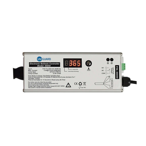 UV Guard UV Controller 40050 with Lamp On-Off LEDs, Lamp Fail Alarm, Digital Lamp Life Timer & BMS Fault Connections (requires shelter)