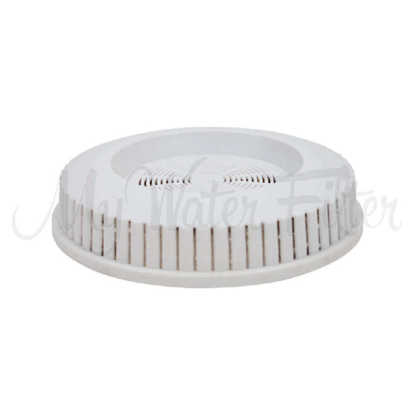 A mineral pad replacement in white circular with a vented design. Perfect for use in the 6 and 7 Stage Multi Use pH Elevation Benchtop Gravity Water Filter, it enhances pH level of the water.