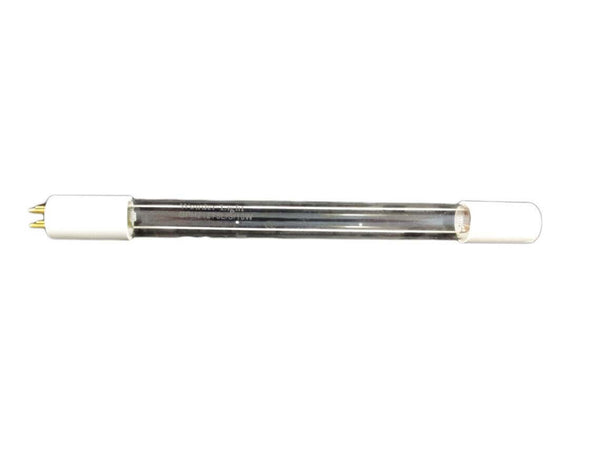 A UV Lamp 4 Pin 10 Watt with white end caps and metal pins, suitable for 3.8Lt/Min UV Systems.