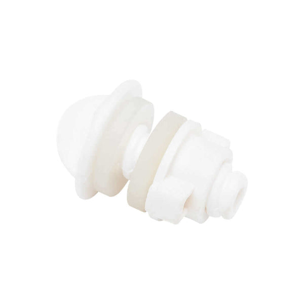 Close-up of a Berkey White Blocking Plug on a plain background.