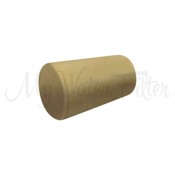 A Berkey rubber blocking plug in beige rests on a white background.