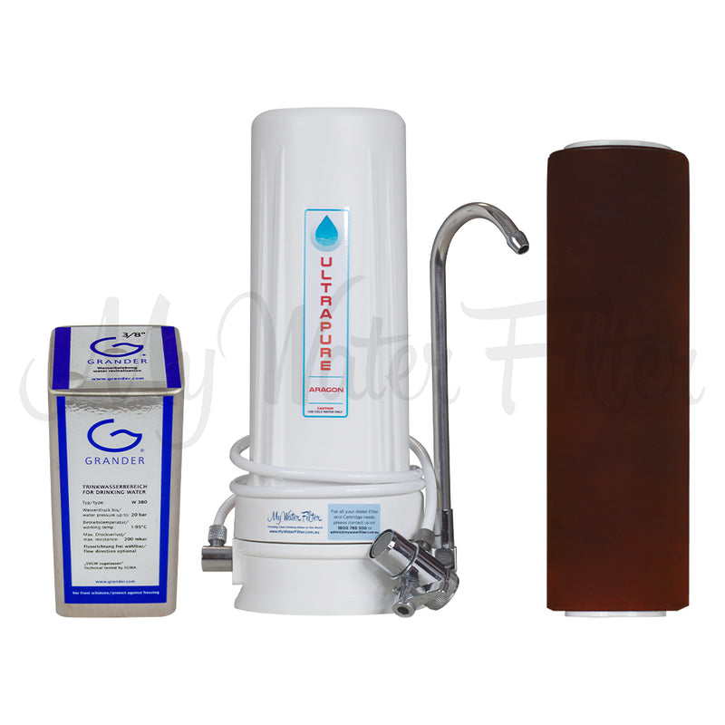 Grander Revitalisation Structured Water Device and ULTRAPURE Aragon 10" Single Stage Benchtop Water Filter with watermark