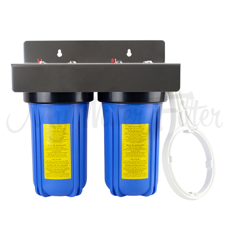 MWF 10" x 4.5" Twin Big Blue Water Filter System - Stainless Steel Bracket - with your Choice of Cartridge