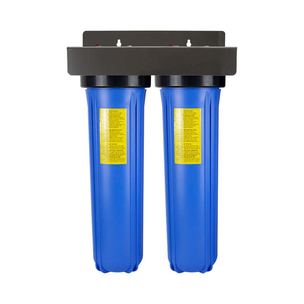 MWF 20 x 4.5 Twin Big Blue Whole House Water Filter System - Stainless Steel Bracket without watermark