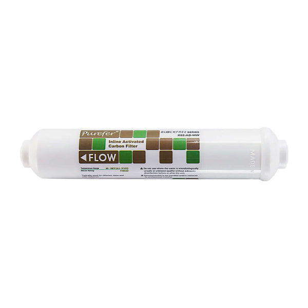 Purefer inline activated carbon filter replacement cartridge as part of the Xstream 7 Stage Reverse Osmosis Water Filter System with alkaliser