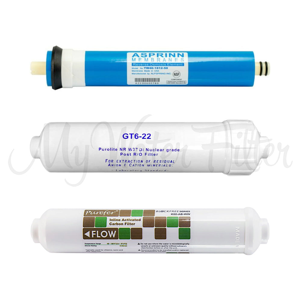 Replacement Cartridge Pack for Reverse Osmosis Aquarium Water Filter System with watermark