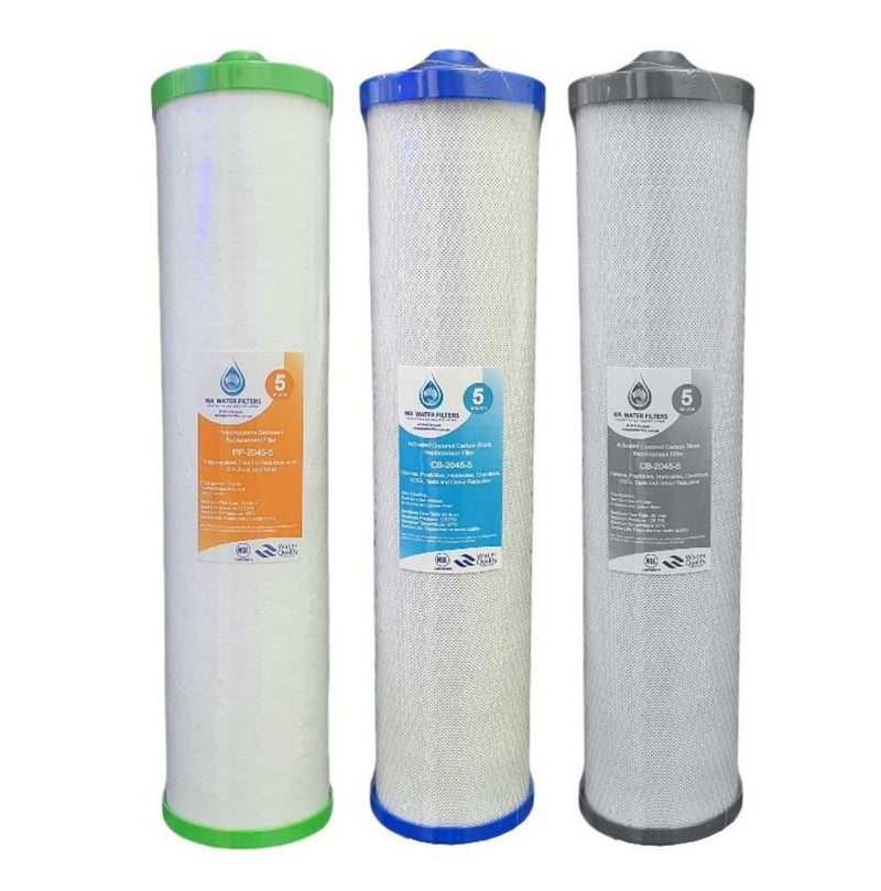 AquaCo Classic Triple Whole House Water Filter Cartridge Pack