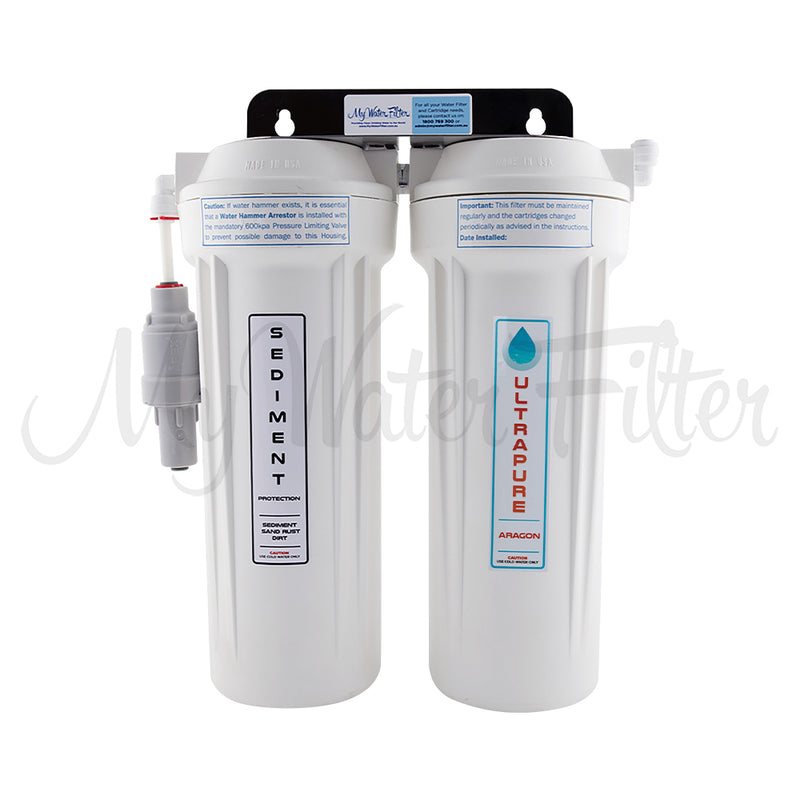 ULTRAPURE Aragon 10" Twin Under Sink Water Filter System with Sediment Protection - with watermark