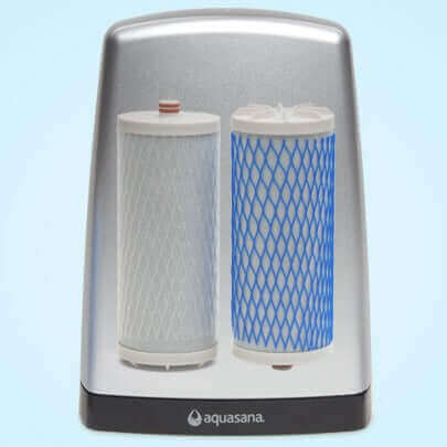 Aquasana AQ-4035 dual cartridge is transparently displayed inside the AQ-4035 system.