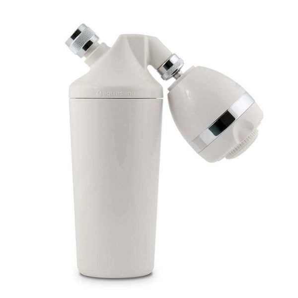 The Aquasana Premium Shower Filter, featuring an adjustable showerhead attachment, is designed to reduce chlorine for healthier hair.