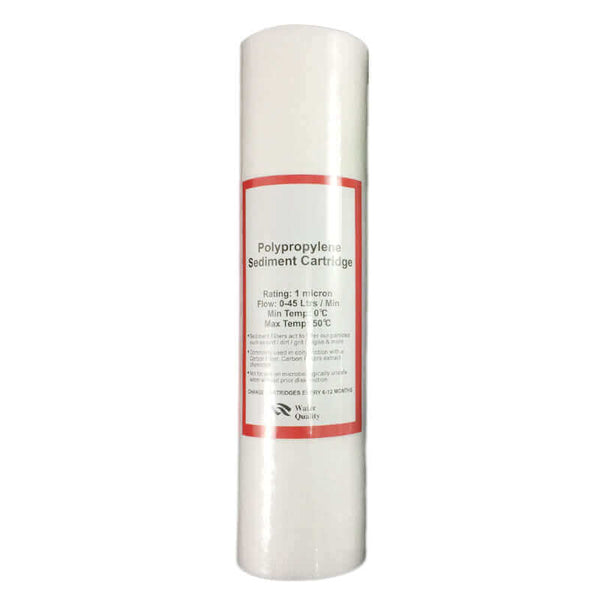 A white polypropylene sediment cartridge in 10