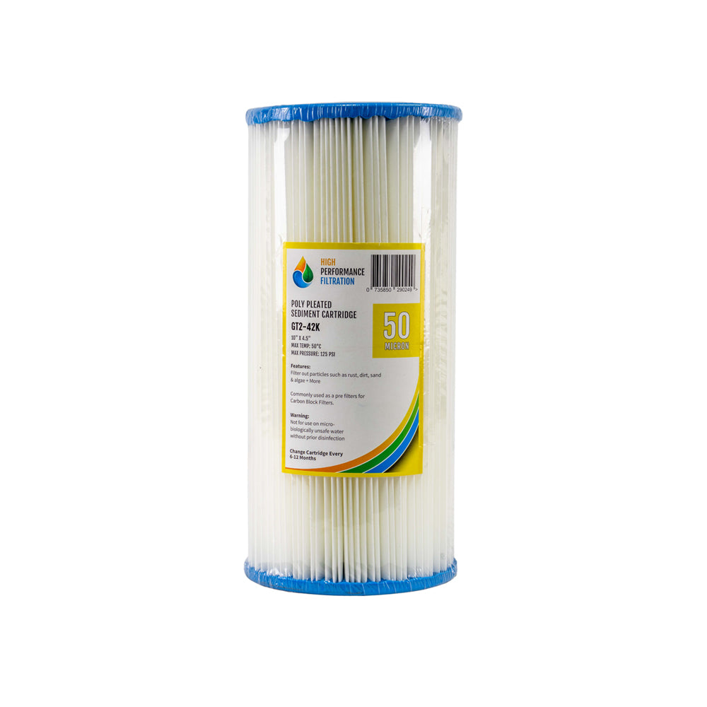 HPF 50 Micron Pleated Sediment Whole House Water Filter Replacement Cartridge 10