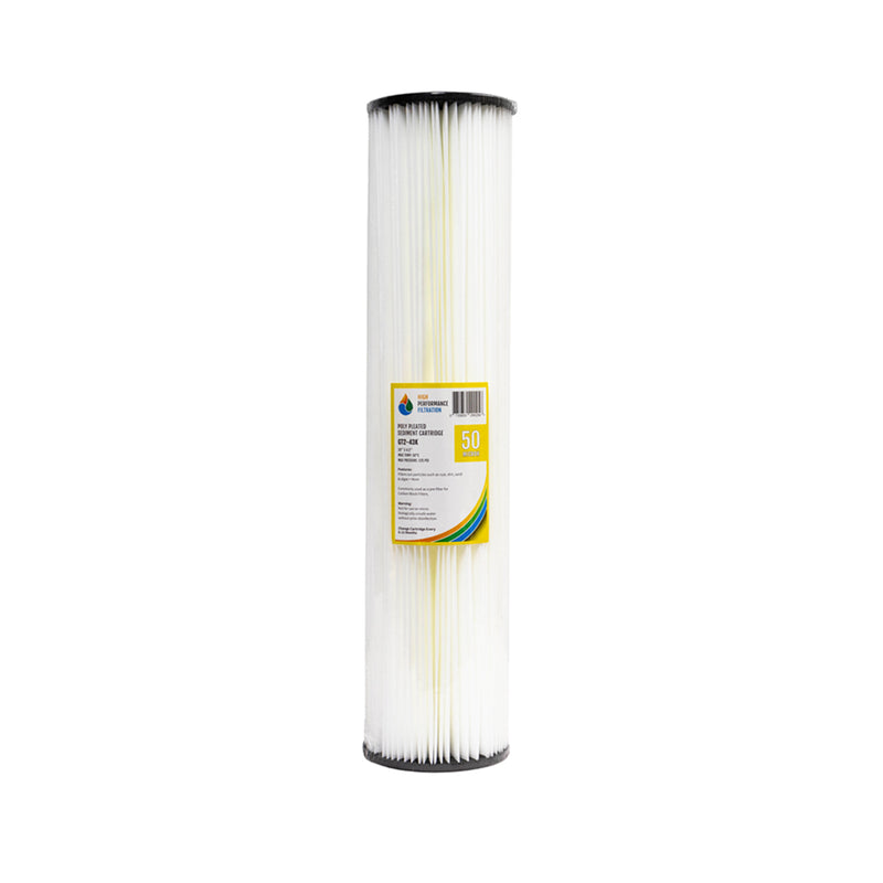 HPF 50 Micron Pleated Sediment Whole House Water Filter Replacement Cartridge 20" x 4.5"