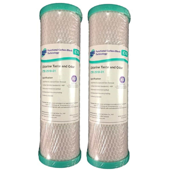 Two Pure CTO Coconut Carbon Block water filter cartridges, 10