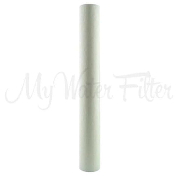 A 5 Micron Polyspun Sediment Water Filter Replacement Cartridge for Aquasana Whole House systems, measuring 20" by 2.5"