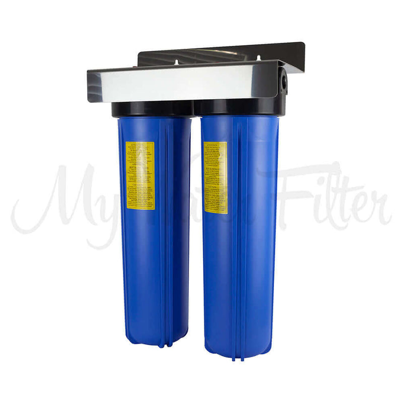 MWF 20" x 4.5" Twin Big Blue Whole House Rain Water Tank Water Filter System with Aragon