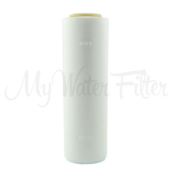 An Omnipure ABA2000FL Fluoride Removal Water Filter Replacement Cartridge 10" x 2.5", in white and cylindrical,