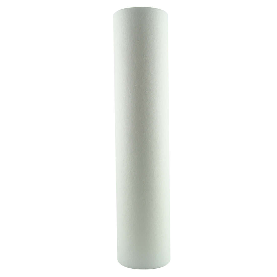 A white filter branded as Life in Every Drop's 5 Micron Polyspun Sediment Whole House Water Filter Replacement Cartridge, measuring 20