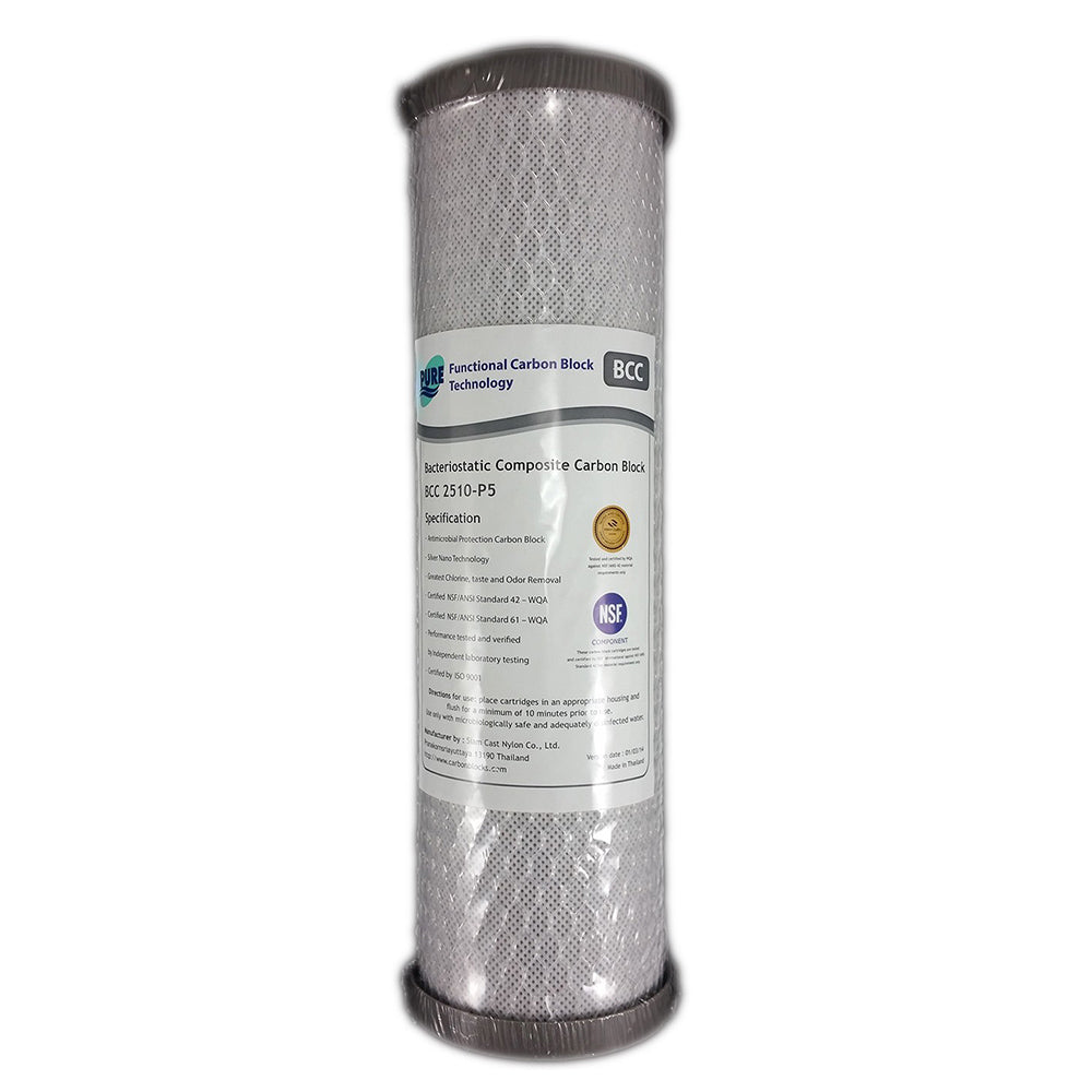 Pure BCC 0.5 Micron Silver Impregnated Carbon Block Water Filter Replacement Cartridge 10