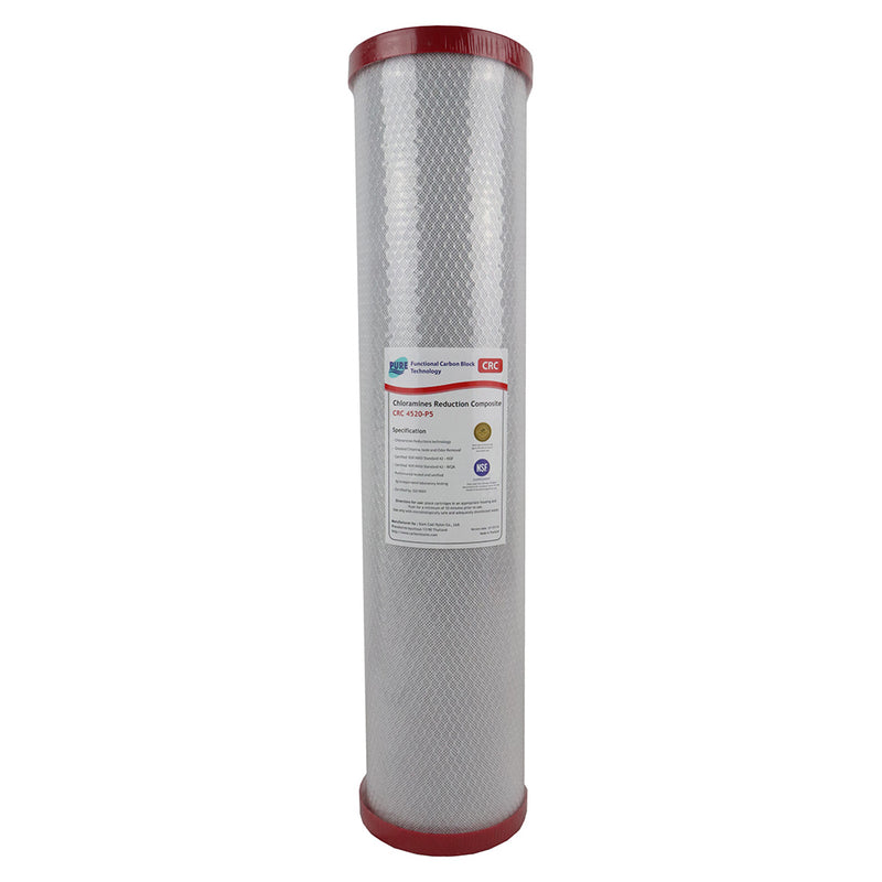 Pure CRC 0.5 Micron Chloramine Reduction Carbon Block Whole House Water Filter Replacement Cartridge 20" x 4.5"