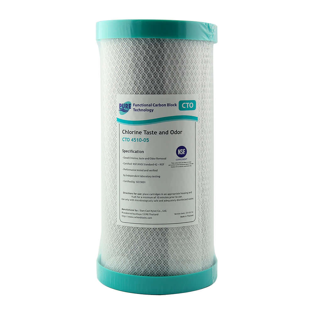 A Pure CTO 5 Micron Carbon Block whole house water filter replacement cartridge, 10